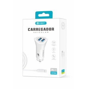 (SX-C20-I6) - Carregador Veicular + Cabo Lightning - [Caixa com 300 peças]